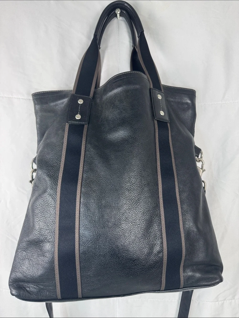 Coach F70558 Black Leather Tote Work Laptop Bag Unisex‎ w/ Strap